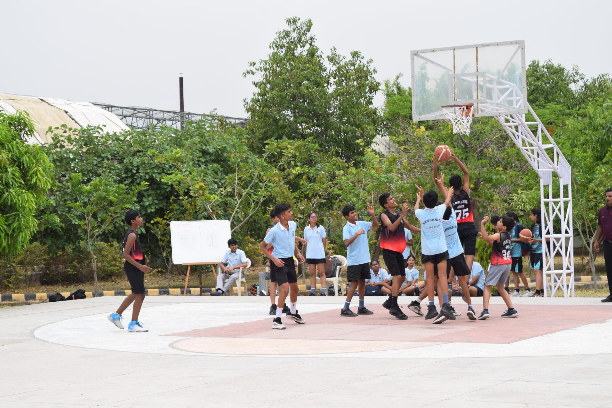 Students engaged in sports activities